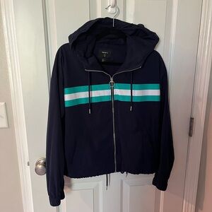 Forever 21 Jacket, Striped, Navy, Small